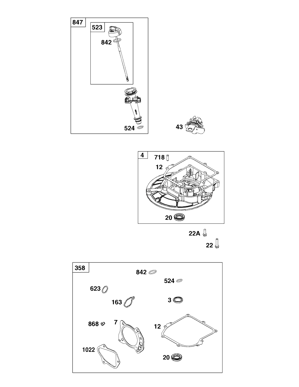 Crankcase Cover/Sump And Lubrication Group Diagram and Parts List for 92J0B-0006-H1  Briggs and Stratton Engine